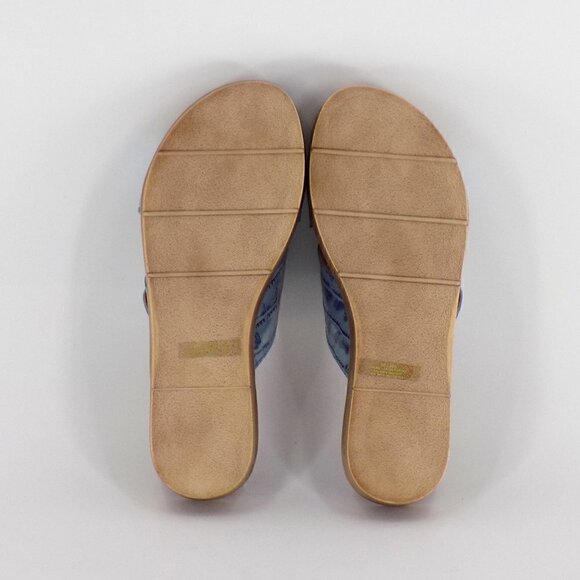 Bella Vita Slide Sandals Leather Size 6 Denim Blue Italy Croco Embossed - Picture 8 of 8